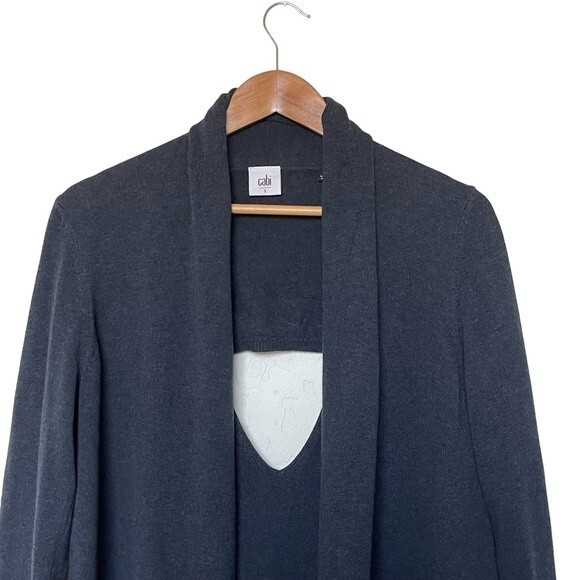 Cabi Open Cardigan Sweater with Key-hole back design in dark Navy Blue. Size S. - Picture 2 of 9
